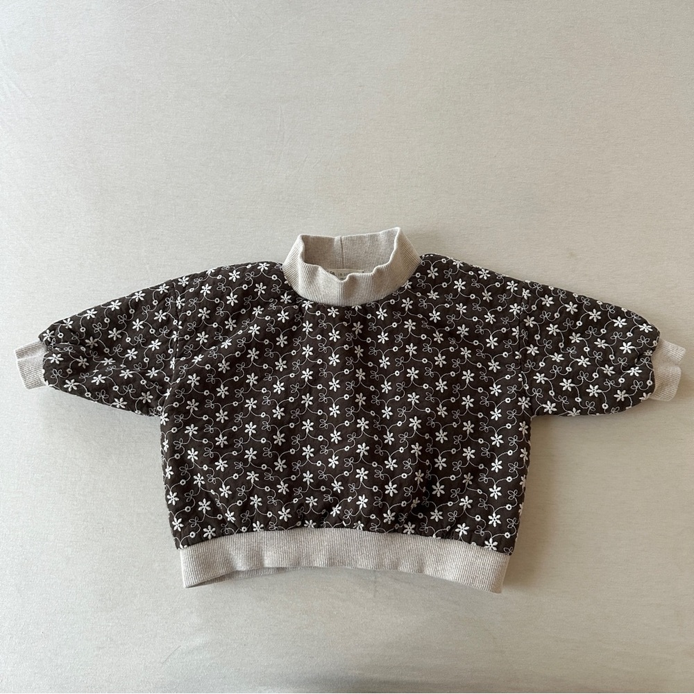 Baby Sweater in Brown Floral Details
